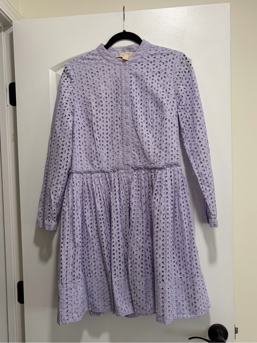Michael Kors Eyelet Cotton Shirtdress - Lavender Purple.